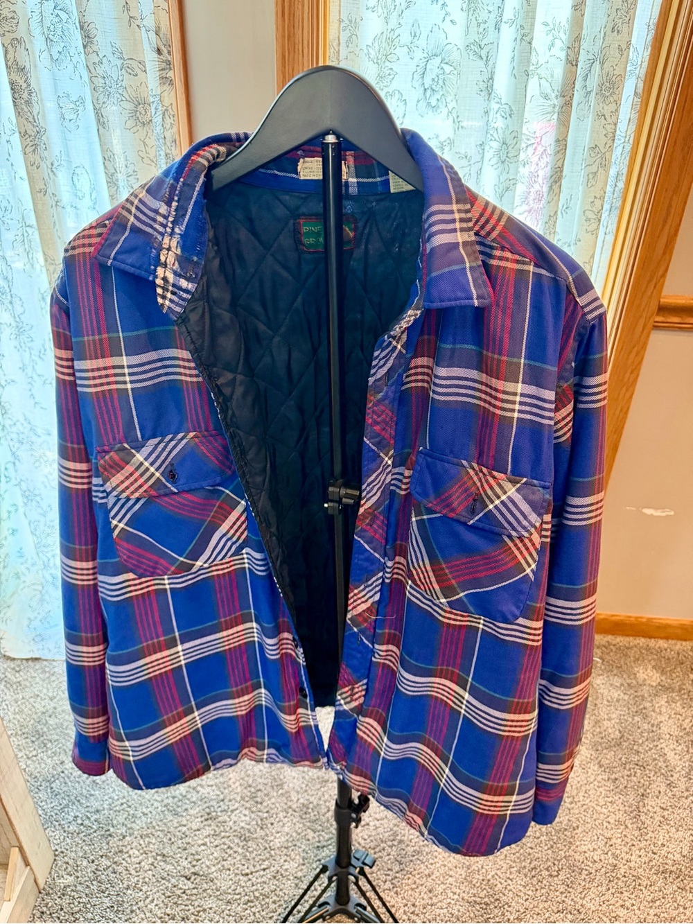 Quilt-Lined Blue Plaid Men's Jacket